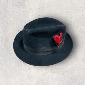 Strawbridge Clothier Wickham Dark Gray Vintage Fedora feather Hat